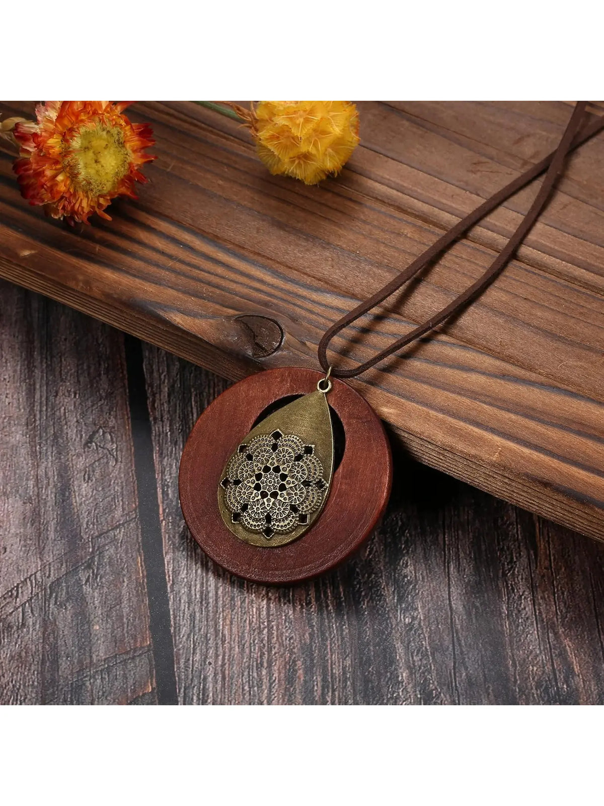 6Pcs Long Pendant Necklaces for Women Boho Style Necklace Vintage Wood Fall Sweater Necklaces Set, Necklace Gift, Statement Feather Peace Sign Y Necklace Hippie Handmade Chain Jewelry Accessories