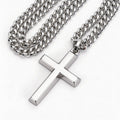 ICYYY 316L Stainless Steel Cross Necklace for Men, 22" 5mm Cuban Chain, Religious Christian Faith Jewelry, Fashion Gift