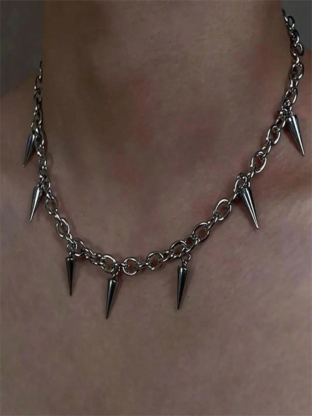 Punk Style Studded Decor Necklace, Stainless Steel Jewelry for Party, Daily Clothing Decor, Trendy All-match & Exquisite Jewelry for Birthday Gift, Choker Necklace, Stainless Steel Necklaces, Streetwear Statement Jewelry