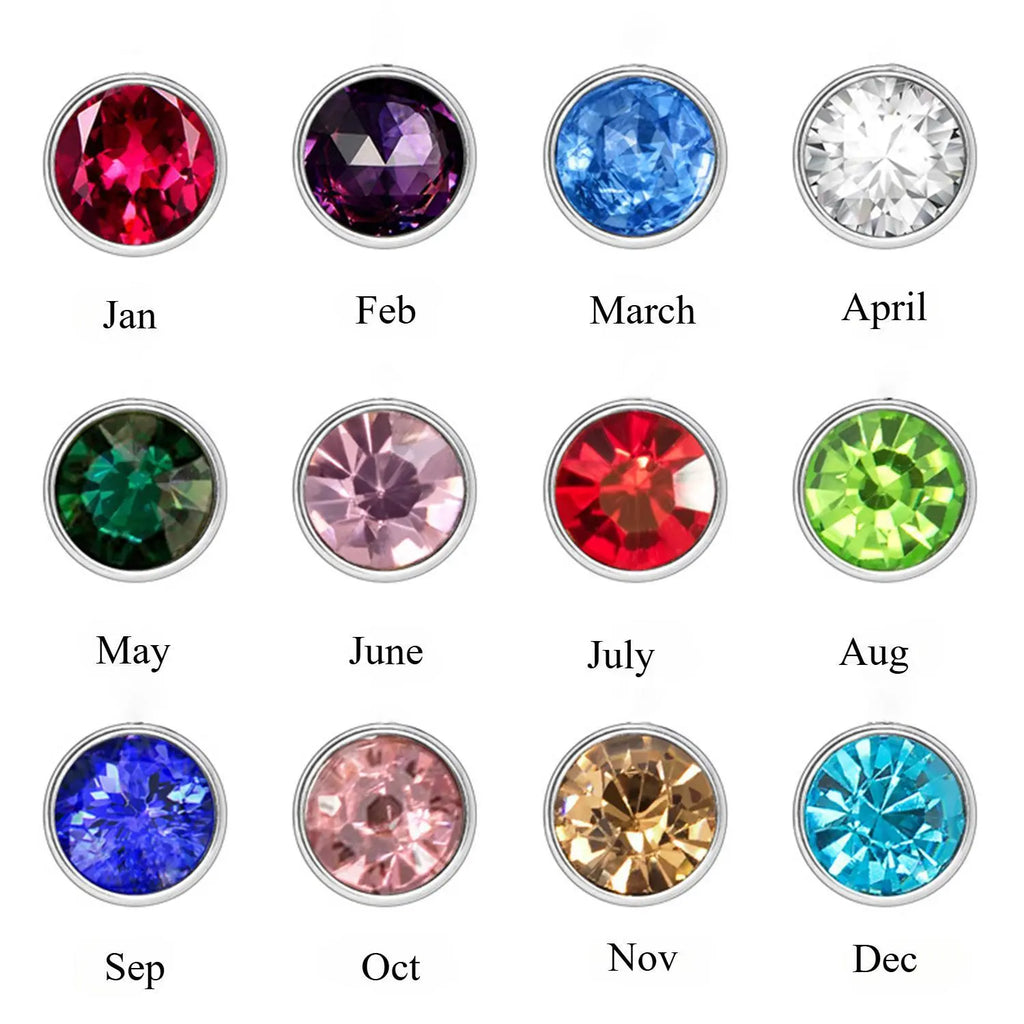 AS182 For Mother's Day Personalized Custom Name Inlaid Birthstone Pendant Stainless Steel Cut Birthday Necklace Gift Family and Friends
