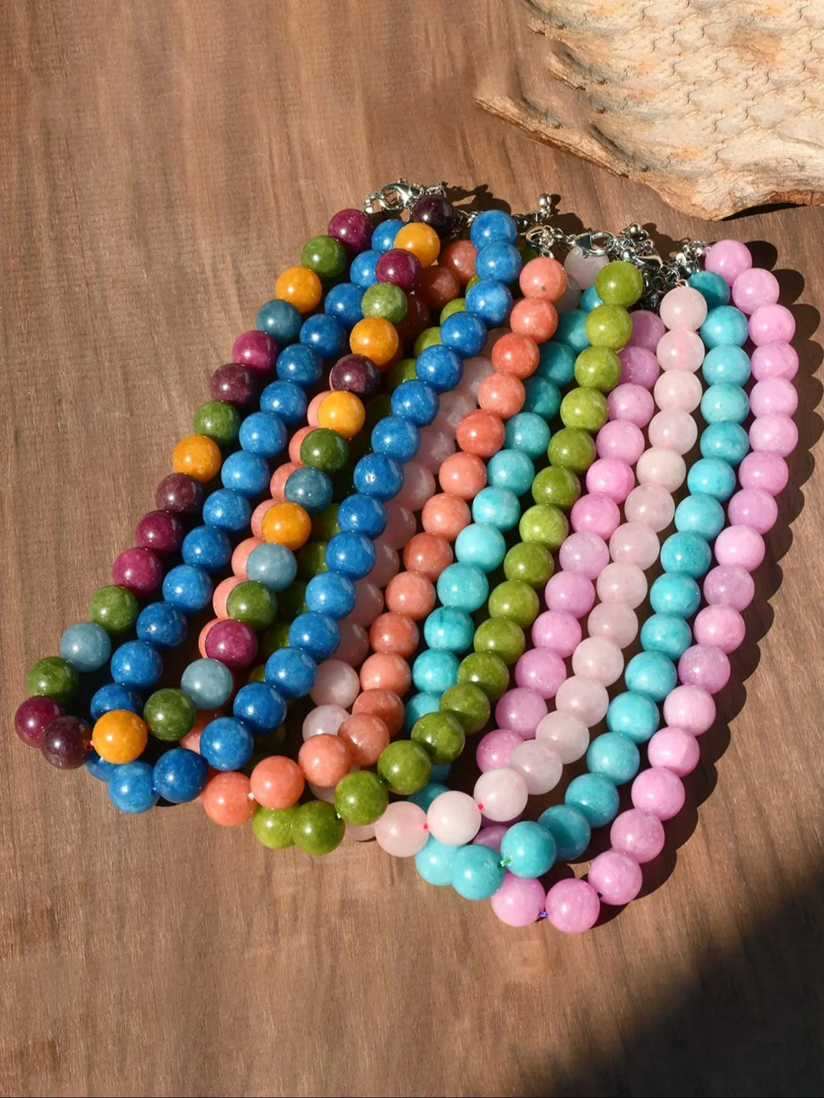 Women's Elegant Random Color Stone Beaded Choker Necklace, Gemstone Necklace, Choker Necklaces, Fashion Jewelry for Party, Daily Clothing Decor, Trendy All-match & Exquisite Jewelry for Birthday Gift